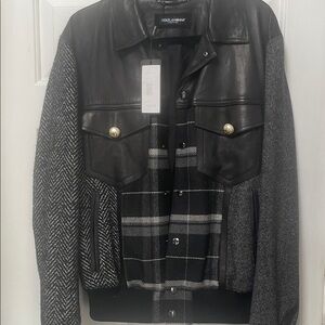Dolce & Gabbana Black & Gray Mixed-Media Men's Jacket NWT Size L